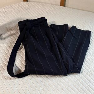 Express Navy Pinstripe Women's Straight Leg Pants with Belt